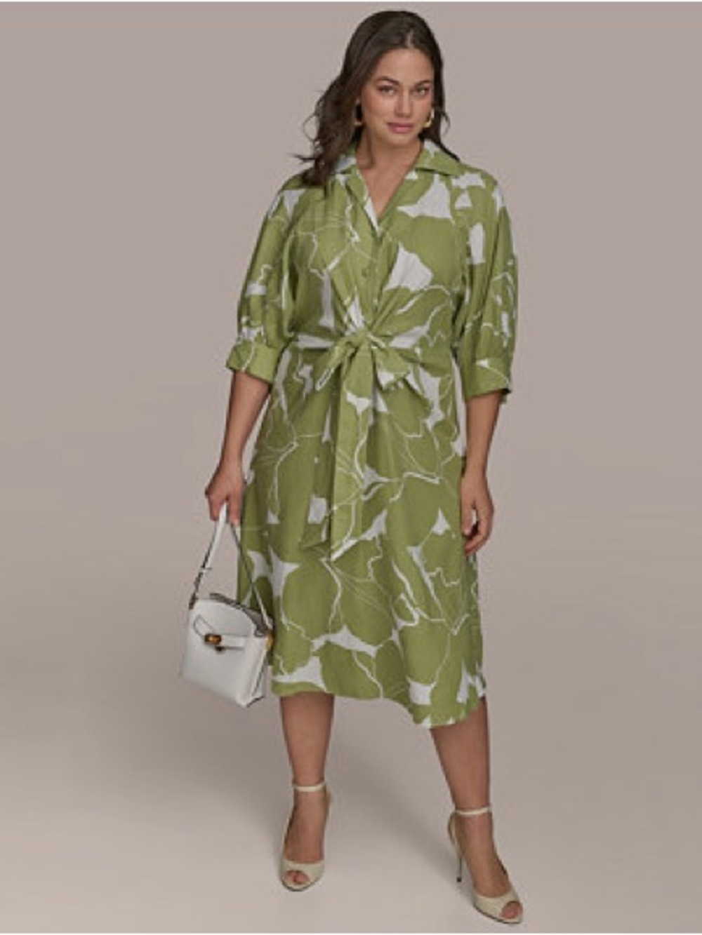 Donna Karan New York Tie Waist Linen Dress